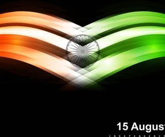 Abstract Indian Flag Black Bright Tricolor Wave Vector