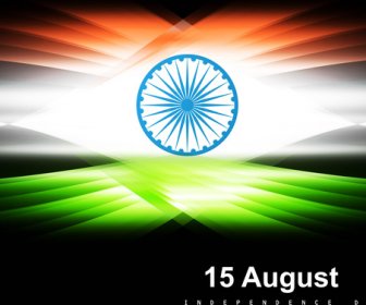 bendera India abstrak gelombang tiga warna cerah vektor Desain hitam