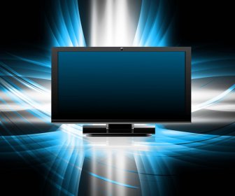Abstract Led Tv Blank Screen Realistic Reflection Bright Colorful Vector Illustration