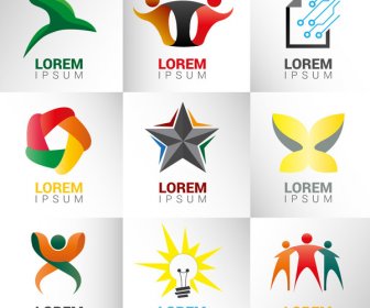 Conjuntos De ícones Logotipo Abstrato Em Seções Quadradas