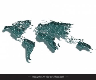 Abstrakte Karte Hintergrund Vektor Wallpaper 3D Sihouette Punkte Linien Verbindung