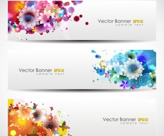 Abstract Of Colorful Flowers Banners Vector