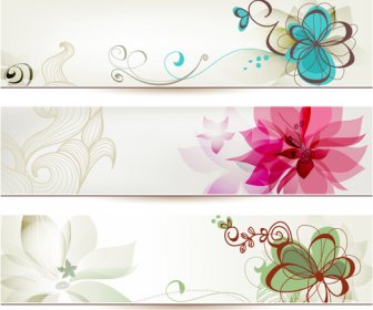 абстрактные векторные баннеры красочные цветы