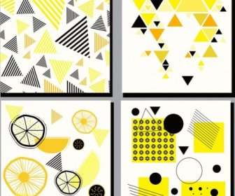 Abstract Painting Sets Yellow Decor Geometric Design