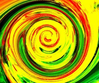 Abstract Painting Spiral Twisted Shape Retro Colorful Grunge