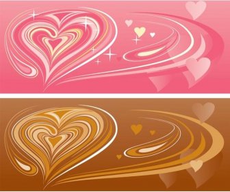 Abstract Pink And Brown Color Mixture Heart Banner Vector