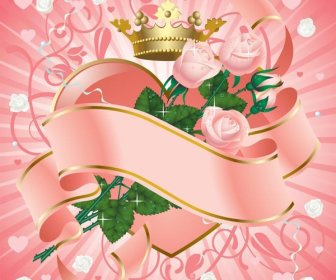 抽象的なピンクハート リボン フレーム Valentine8217s 日ベクター
