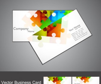 Abstract Puzzle Set Of Business Card Colorful Vector