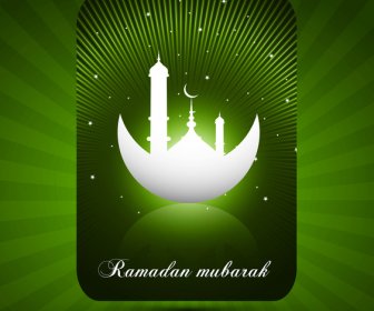 Abstract Ramadan Kareem Green Bright Colorful Card Vector Illustration