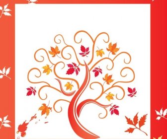 Abstract Red And Orange Floral Art Tree Vector