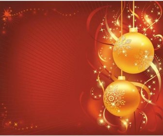 抽象的な赤いクリスマス ライン金夕方にはボールのベクトルの背景