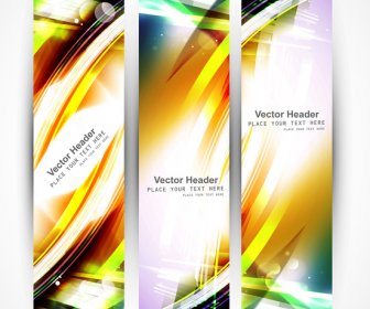 Abstract Set Of Header Colorful Wave Whit Vector