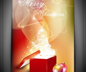 árvore De Natal Brilhante Abstrato No Vetor De Cartão Caixa