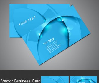 Abstrakte Glänzend Blaue Bunte Stilvolle Welle Business Karten-set