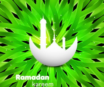 مجردة لامعة ملونة خضراء رمضان كريم نسيج ناقل