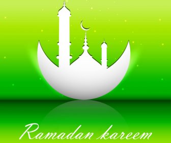 Astratto Lucido Colorato Verde Ramadan Kareem Disegno Vettoriale