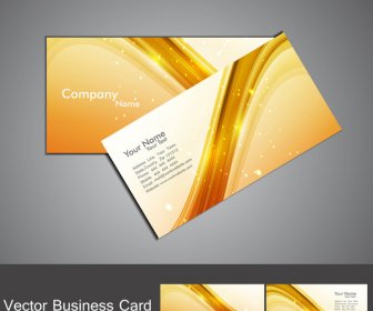 Abstract Shiny Golden Colorful Stylish Wave Business Card Set