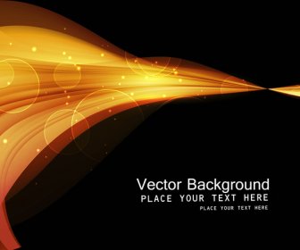 Abstract Shiny Golden Technology Colorful Wave Black Background Vector