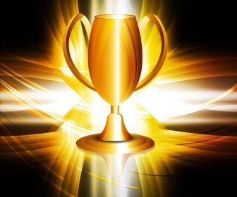 Abstract Shiny Golden Trophy Colorful Vector Design