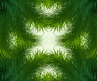 光沢のある緑の草を抽象的なベクトルのフレームの背景