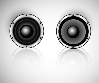 Abstract Shiny Music Speaker Set Reflection Vector