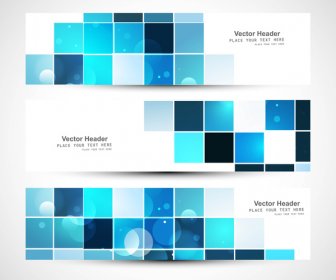 Resumen Brillante Mosaico Azul Tres Encabezado Whit Vector De