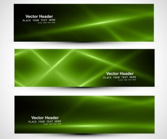 Abstract Shiny Three Green Wave Header Whit Vector