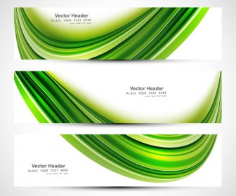 Resumen Tres Brillante Verde Encabezado Whit Vector De La Onda