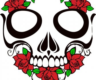 Abstract Skull And Roses Vector Illustration