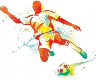 Abstract Soccer Player About To Kick The Ball Vector