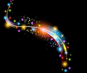 Abstract Sparkling Background Colorful Curves Style