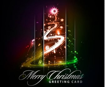 抽象的な星輝くメリー クリスマス ツリーはテキストのベクトルと