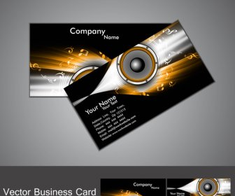 Abstract Stylish Black Bright Colorful Business Card Music Vector Design