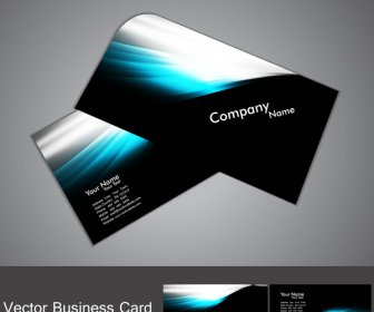 Abstract Stylish Black Bright Colorful Business Card Wave Vector Illustration