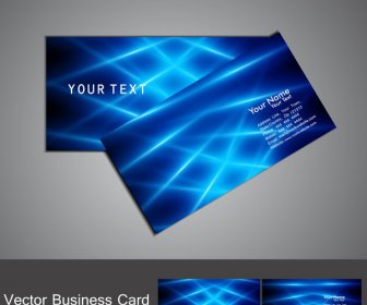 Abstract Stylish Blue Bright Light Business Card Wave Vector Illustration