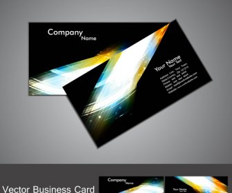 Abstract Stylish Bright Colorful Rainbow Wave Business Card Set Vector