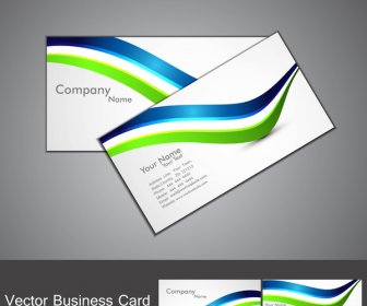 抽象的なスタイリッシュなカラフルな波のビジネス カードのセット デザイン