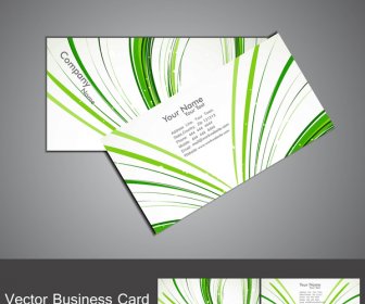 Abstract Stylish Green Colorful Business Card Line Wave Vector