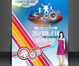 Abstract Summer Party Flyers Design Vector
