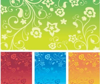 Abstract Swirls Decoration Poster Set Vector