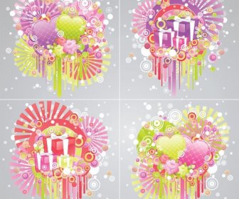 Abstract Valentine Day Greeting Card Design Elements Vector