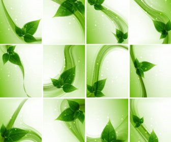 抽象的なベクトル自然エコ緑波コレクション デザイン