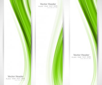 抽象的な垂直ヘッダー緑波ベクトル デザイン