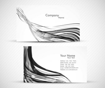 Abstract Wave Colorful Business Card Presentation Set White Vector Design