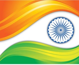 Abstract Wave Indian Flag India Independence Day Vector
