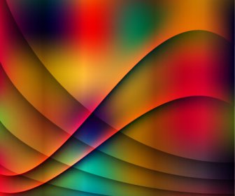 抽象波與模糊五顏六色的背景向量