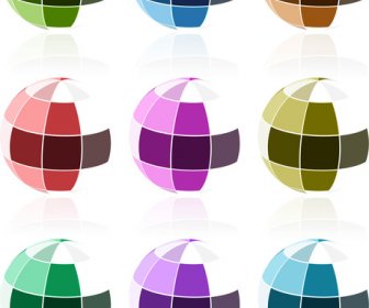 Abstract 3d Glossy Mosaic Sphere Colorful Collection Vector