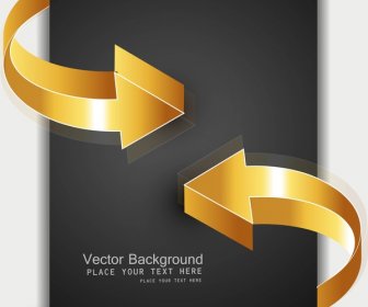 Abstract 3d Golden Shiny Arrows Business Frame Vector