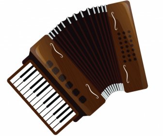 アコーディオン楽器アイコン光沢のある茶色の装飾現代的なデザイン