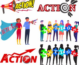 Action Sign Templates Speakers Arrows Staffs Puzzles Sketch